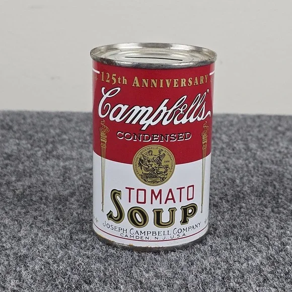 Vintage Coin Bank Lot 6 Mobil 1 Campbell Soup Piano Truck Cracker Tin - Picture 9 of 12